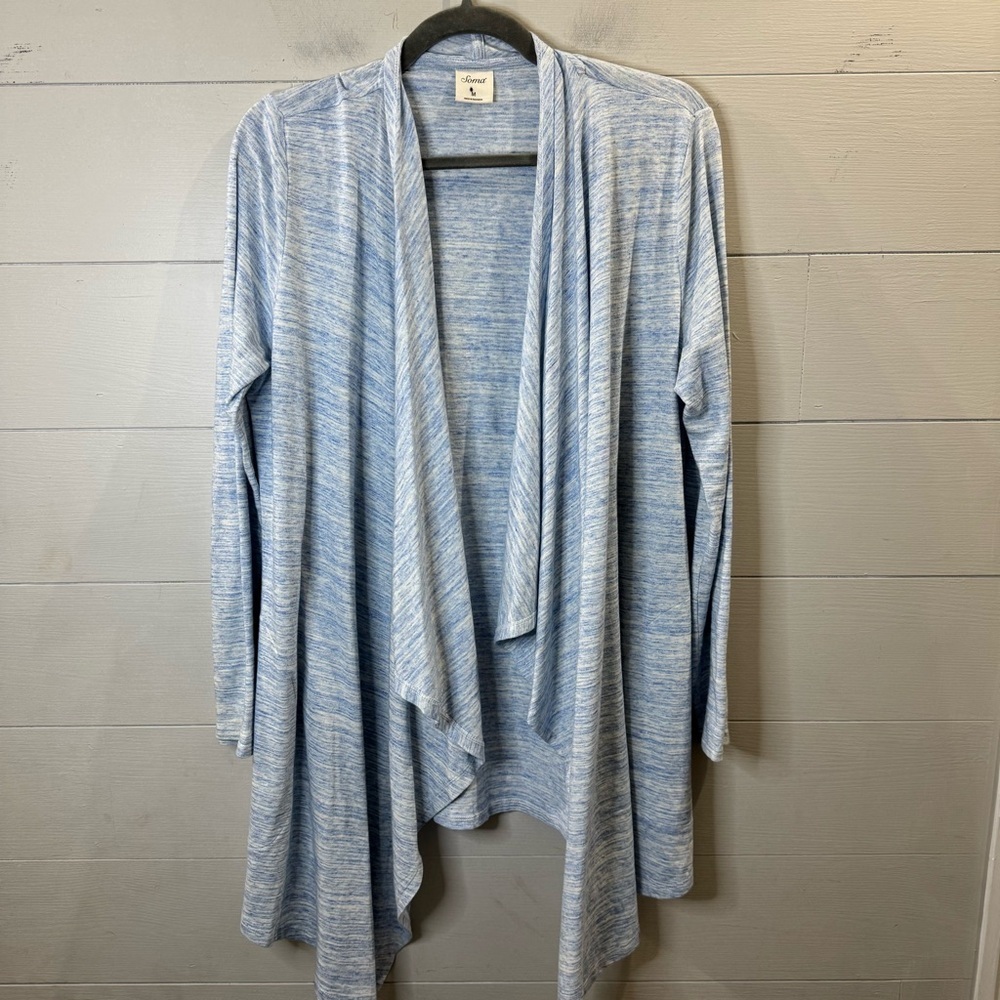 Soma | Slub Terry Open Front Cardigan Heather Sky Blue Size Medium